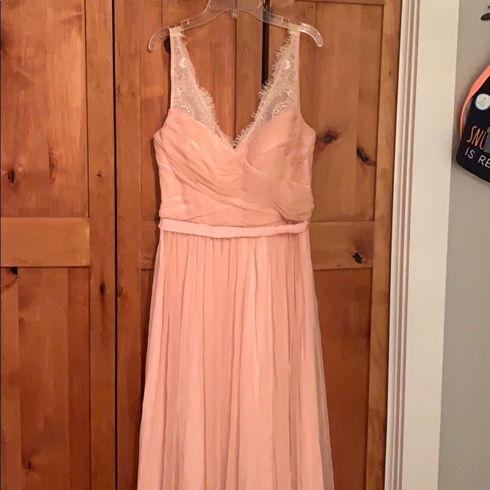 BHLDN Soft Blush Lace-Trim Chiffon Maxi Dress